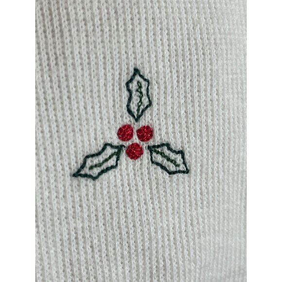 Retro Christmas Sweater Cream L Festive Holiday Holly Preppy Classic Chic - Picture 2 of 9